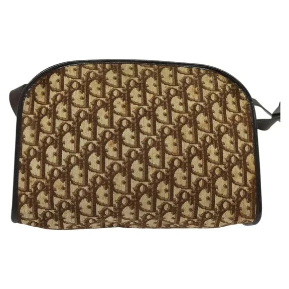 Christian Dior Trotter Canvas Shoulder Bag Brown Gold Auth 141785 - Picture 2 of 16